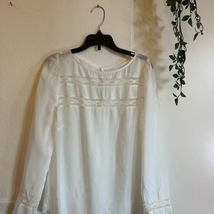 Reformation Women's Medium Long Sleeve Delicate Embroidered Blouse in Cream